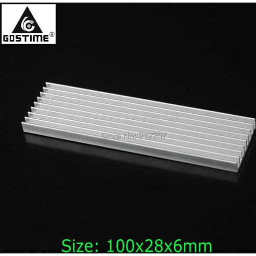 10Pcs Gdstime Heatsink Aluminum 100x28x6mm LED Radiator Cooler Cooling DIY