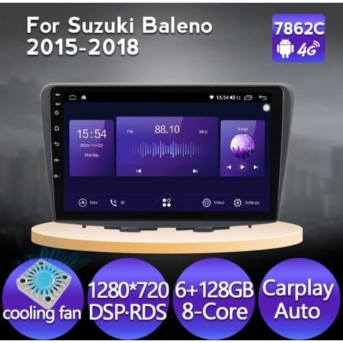 6G 128G Fan Android 11 BT Carplay Car Radio Multimedia Player Navigation GPS For Suzuki Baleno 2015 2016 2017 2018 2 DIN No dvd