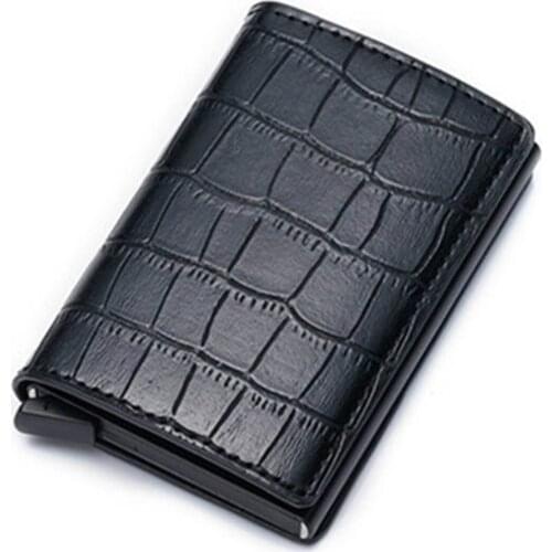 BISI GORO 2020 New PU Leather Credit Card Holder Fashion Men And Women Metal RFID Vintage Aluminium Box Travel Card Wallet