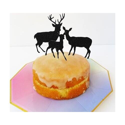 Glitter Reindeer Christmas birthday cupcake toppers baptism wedding engagement decoration doughnut food treats picks