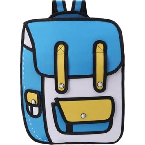 3D Jump Style 2D Drawing From Cartoon Paper Backpack Shoulder Bag Comic Bookbag