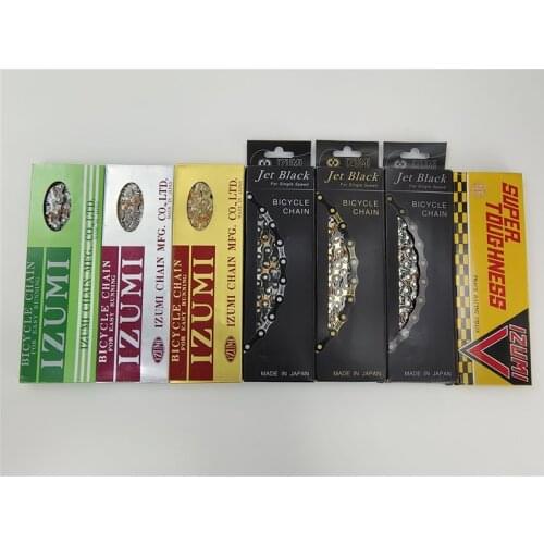 JAPAN IZUMI JET BLACK Bicycle Chain TRACK SINGLE SPEED Fixed Gear Bike Chain Full Hollow Mountain Road Chains Fixed GearSprocket