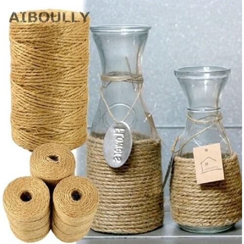 DIY Jute Twine 100M Natural Sisal 2mm Rustic Tags Wrap Wedding Decoration Crafts Twisted Rope String Cord Events Party Supplies