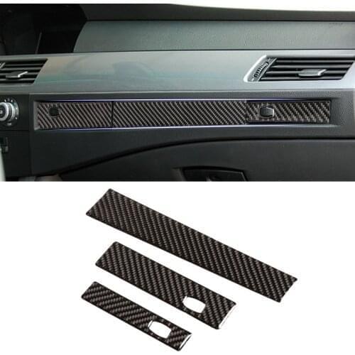 For BMW 5 Series E60 E61 04-10 Carbon Fiber Car Interior Center Control Copilot Water Cup Holder Panel Strips Cover Trim