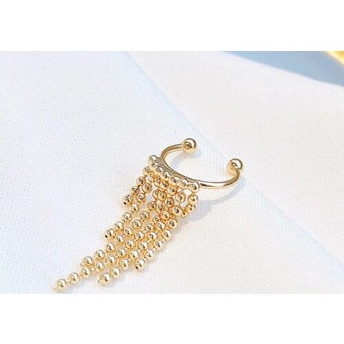 French Style Metal Tassel Ear Clip Without Pierced Earrings for Women Simple Cold Wind серьги 2020 тренд Korean Fashion Dangler