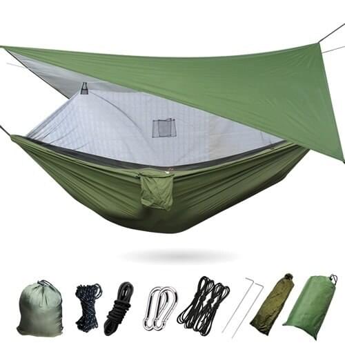 Green Outdoor Mosquito Net Hammock Tent With Waterproof Canopy Swing Set Hammock Hanging Bed