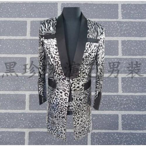 Personality Men Suits Designs Masculino Homme Terno Stage Costumes For Singers Men Sequin Blazer Dance Clothes Jacket Dress Grey