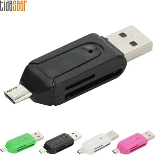 2 in 1 Micro USB 2.0 OTG SD TF SDXC Memory Card Reader Adapter Plug and Play for Xiaomi Android Cell Phone Tablet PC 2000pcs