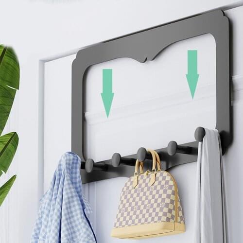 1Pc Creative Aluminum Self-adhesive Door Hook Rack Living Room Bedroom Clothes Towel Coat Hanger Handbag Hanging Storage Shelf