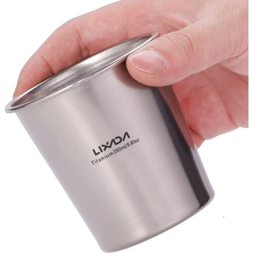 Lixada 290ml Lightweight Titanium Beer Cup Juice Tea Cup Camping Mug for Outdoor Camping Hiking Backpacking Picnic