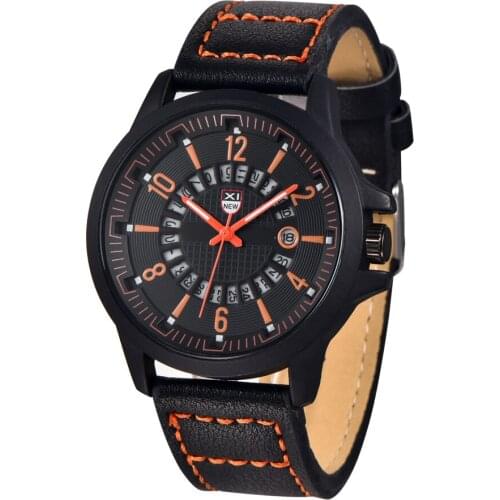 Hot Sale Famous Brand XINEW Watches Men Fashion Leather Band Date Quartz Watch Date Calendar Casual Wristwatch Relogio Male 2020