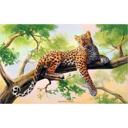 Embroidery Counted Cross Stitch Kits Needlework - Crafts 14 ct DMC Color DIY Arts Handmade Decor - Leopard