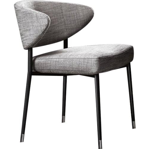 Single Minimalist Dining Chair Postmodern Luxury Simple Family Back Chair Designer Metal Chair Leather Chair