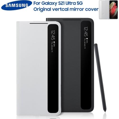 Original Vertical Mirror Clear View Phone Case For Samsung Galaxy S21 Ultra 5G With S Pen Smart View Flip Intelligent Cover