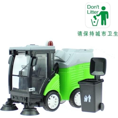 KAIWEI alloy road sweeper Sanitation garbage disposal streetcar Toys Die-cast Clean Car Models with sound and light Chidren gift