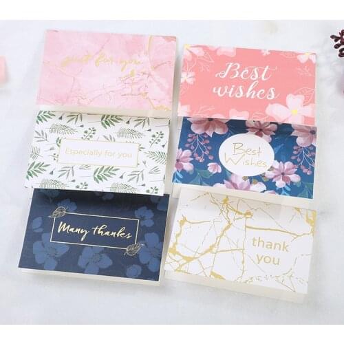 6pcs/set Best Wishes Folding Invitation Greeting Cards Wedding Party Cards with Envelopes Thanksgiving Day Postcard Cards