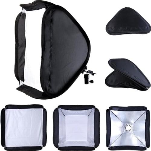 Professional 60cm x 60cm Ajustable Flash Softbox + Bracket Mount Kit for Flash Speedlite Studio Shooting