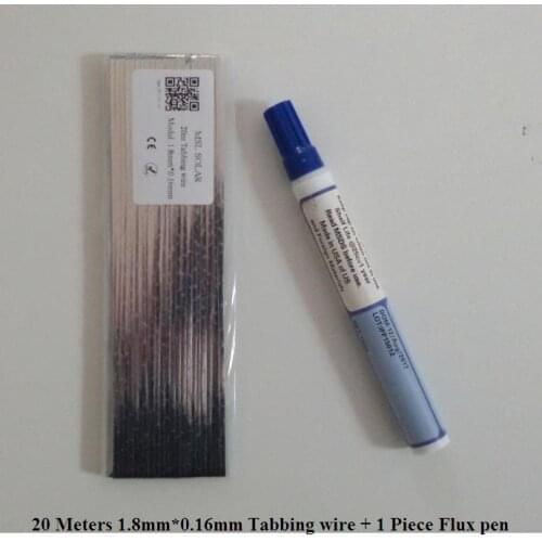 Solar Cell Tabbing wire 20m 1.8mm*0.16mm + Flux pen Solder wire for soalr panel Connection Solar welding strip