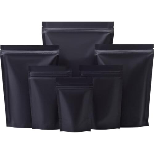 Smell Proof Matte Black Stand Up Aluminum Foil Zip Lock Plastic Bags
