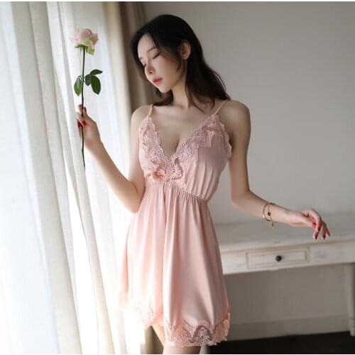 Sexy lingerie silk high quality women nightgown sleepshirt exotic sleepwear dress