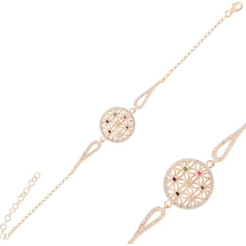 Silver 925 Sterling Life Flower Zircon Stone Bracelet