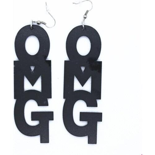 Retro Exaggerated Fashion Letter OMG Acrylic Earrings Womens Creativity Funny Prom Party Personality Accessories Jewelry Gifts