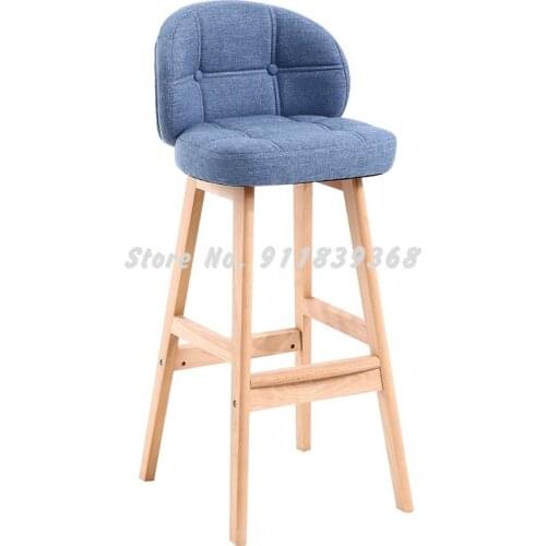 Nordic Bar Chair Modern Simple Household Solid Wood Bar Chair Creative Bar Stool Back Chair High Stool