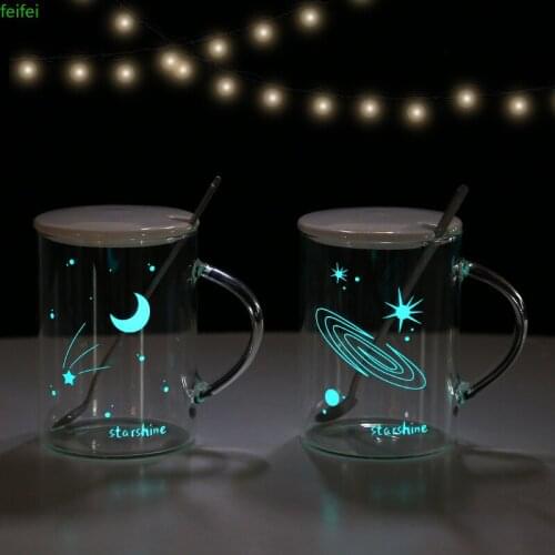 Luminous Glass Water Cup Very Beautiful Milk Breakfast Cup Household Flower Tea Cups Coffee Cups