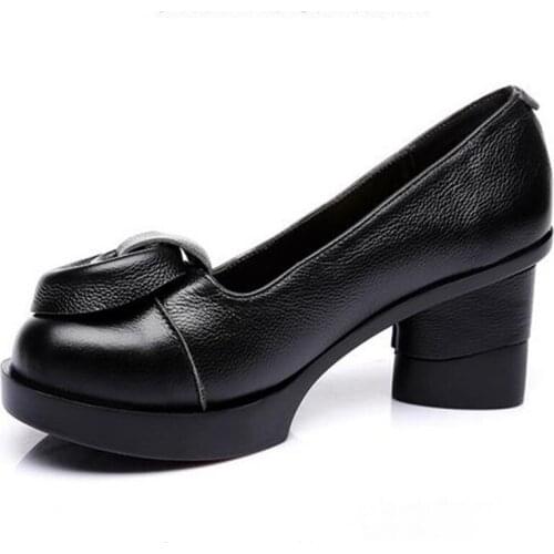 Noble Fashion Flower Top Cowhide Leather Shoes Woman Pumps 2021 New Spring Banquet Wedding Shoes Women Shoes Elegant High Heels