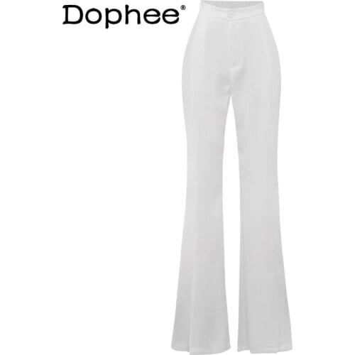 Commuter Split White and Black Suit Flare Pants Spring Womens New Elegant Trousers Drooping Slimming Trousers for Female