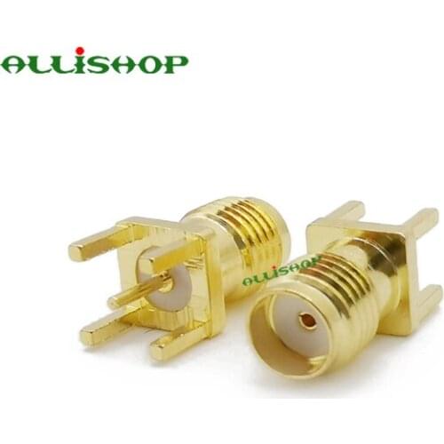 ALLiSHOP 10pcs SMA Female PCB Edge Mount Solder 0.062' Connector RF Adapter Straight SMA PCB Connectors 50ohm Gold plated brass