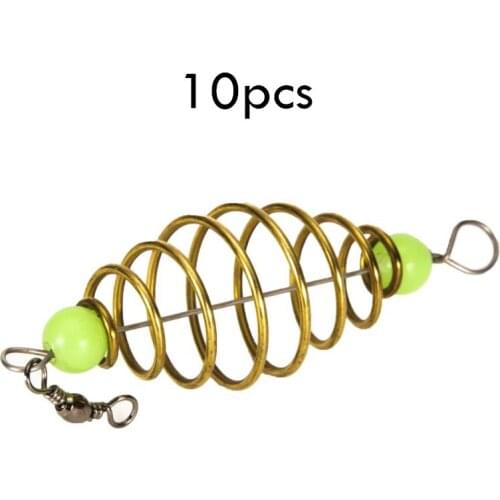 10pcs Bait Feeder Metal Spring for Carp Fishing Fresh & Saltwater Fishing Rig Bait Feeder Cages & Method Leader Fishing lure