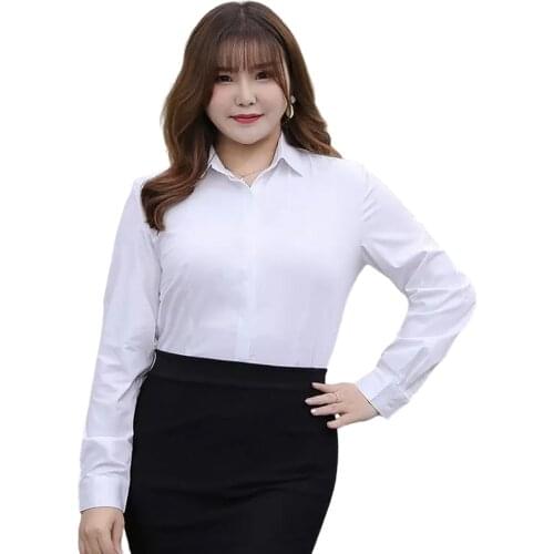 2021 Fashion Button Shirt Top Ladies White Casual Office Ladies Long Sleeve Work Wear Loose Street Shirt Plus Size Top