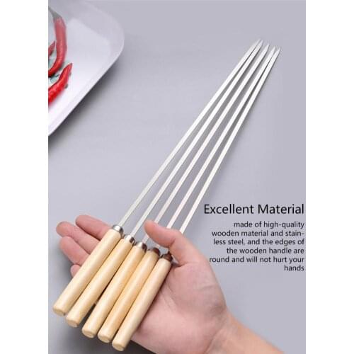 30PCS Barbeque Skewer Kebab Maker Flat Kebab Stick With Wooden Handle String Grill Kitchen Accessories Outdoor BBQ Gadget