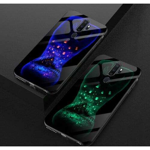 3D Luminous Tempered Glass Case For OPPO A9 A5 A8 2020 A91 Starry Sky Painting Back Cover For Realme 1 X X2 Pro XT