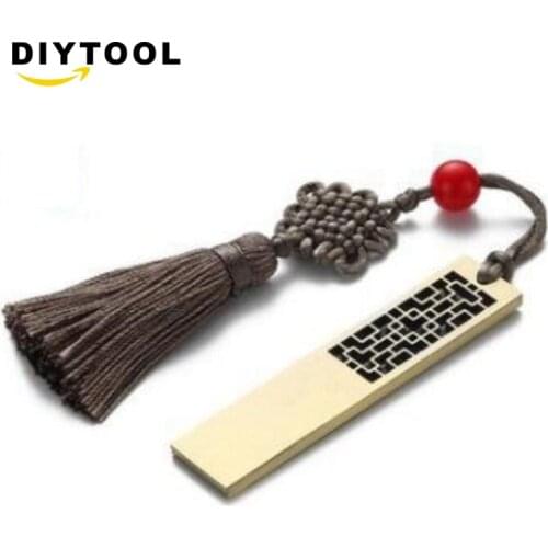 4GB/8GB/16GB/32GB/64GB/128GB personalized high-end metal USB flash drive Chinese style retro flash drive（Random fringe color
