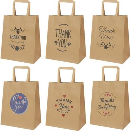 5pcs "Thank You" Paper Bag Wedding Birthday New Year Party Gift Packaging Thanksgiving Christmas Decoration Portable Gift Bag