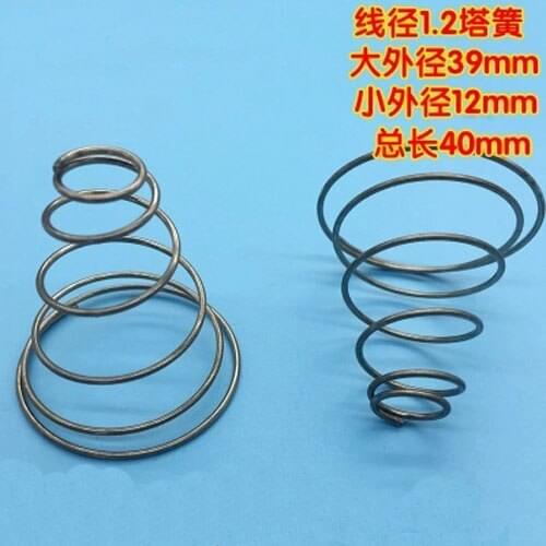 5pcs Wire diameter 1.2mm Tower spring Small outer diameters 12mm Large OD 39mm springs Total height 40mm