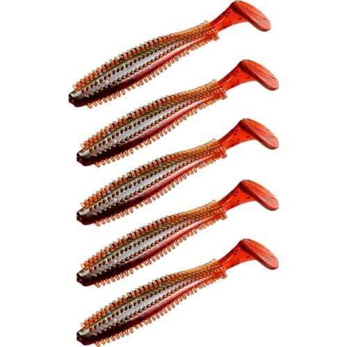 5 Pieces Artificial Soft Lures Liflike T Tail Sea Cucumber Shiner Fishing Lures for Fisherman Saltwater Freshwater Fishing