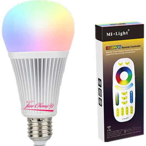 9W RGB+CCT Mi Light LED Bulb E27 Dimmable LED Lamp with FUT092 RGBW Remote