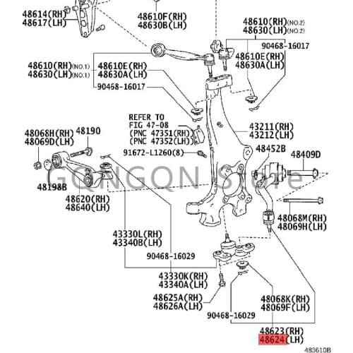 CAR lower suspension LH bend 1990-1999 Toy ot aEST IMA PRE VIA EST IMA EMI NA/LUC IDA lower swing arm front lower suspension