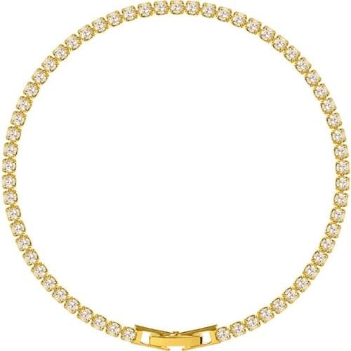 3mm Iced Out Tennis Chain Anklet Bracelet for Women Gold Plated Diamond Crystal Chain Men Hip Hop Jewelry Charm Ankle Bracelets