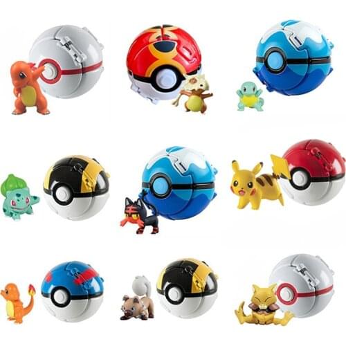 12 Kinds Ejectable Pokeball Pokemon Figure Model Dolls Toy Pokemon Pikachu Anime Model Child Birthday Gift Kawaii Pikachu Anime