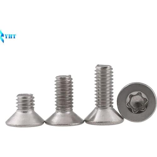 ISO14581 GB2673 M2 M2.5 M3 M4 M5 M6 M8 304 Stainless Steel Torx Countersunk Screw Six-Lobe Flat Head Machine Security Screws