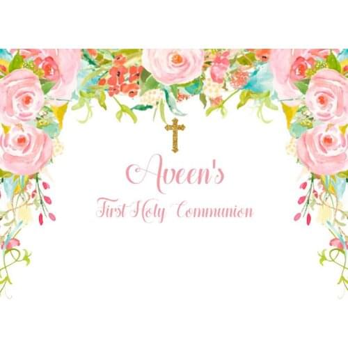 Custom First Communion flower leaves backgrounds High quality Computer print party photo backdrop