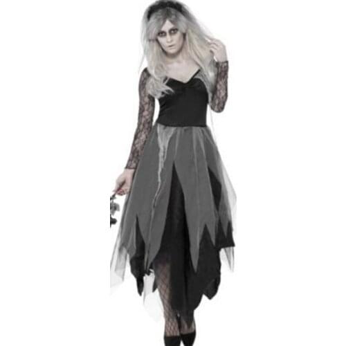 Adult Halloween Costume Cosplay Horror Dark Vampire Bride Prom Dress Uniform