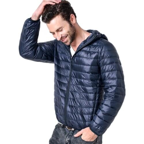 New Brand Mens winter 90% white duck down Jackets coat casual light and soft hooded overcoat down jacket coat men