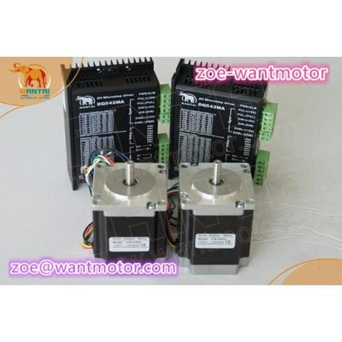 Hot!Wantai 2 Axis Nema23 Stepper Motor WT57STH115-4204A 425oz-in+Driver DQ542MA 4.2A 50V 128micro CNC Router Grind Plasma Grind