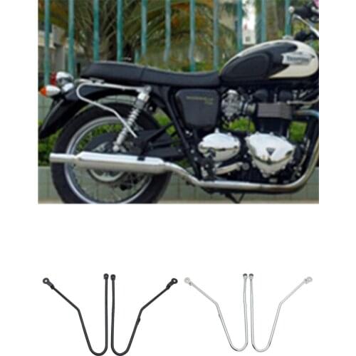 Motorcycle Black Chrome Saddle bag Support Guard Bars Side Mounts Bracket Holder For Triumph Bonneville SE T100 T 100 2001-2017