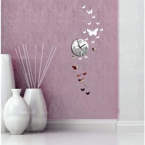 New 3d Diy Wall Clock Acrylic Mirror Clocks Reloj De Pared Horloge Vintage Quartz Living Room Creative Watch